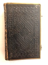 Antique 1888 German Leather Bound Brass Clasp Embossed Bible picture