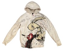 RARE Y2K Iron Fist I Deserve This Scene Emo Fur Lined Hoodie Effy Skins 2007 M picture