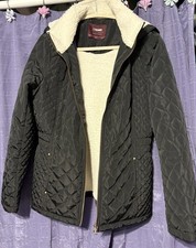 Cisono Los Angeles Women's Black Quilted Puffer Hooded Jacket Size L picture