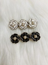 2 Camellia Flower Hair Clip White Black Women Fashion Accessories New picture