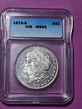 1878-S MORGAN DOLLAR. ICG- MS-63. CHOICE BU . COLLECTORS CHOICE picture