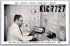 Vintage KIC 7727 Joe Andronaco CB Radio QSL Postcard Corning NY 1960s Photo C119 picture