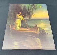 Zula Kenyon Warm Southern Moon Vintage Indian Maiden Canoe Print 11 x 14.5 picture