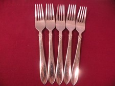 Set Of 5 Oneida Jessica Dinner Forks Stainless Steel Flatware 8 1/4” picture