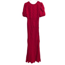 NWT Saloni Sz 2 Annie B Silk Polka Dot Gathered Jacquard Maxi Dress Puff Sleeve picture
