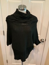 Vince Black Cable Knit Turtleneck Batwing Sweater, Size XS picture