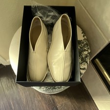 Lemaire Men's Piped Crepe Slipper Loafers in Beige Grained Leather picture
