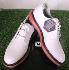 NIB FootJoy Traditions Blucher Men's Golf Shoes, White/Brick, 57946 picture