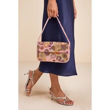 NWT Lulus Kya Pink Multi Beaded Floral Shoulder Bag picture