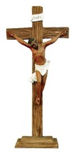 Ebony Treasures African American Jesus Crucified Cross Resin Multicolor Figurine picture