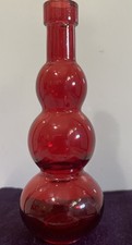 Vintage Vibrant Ruby Red Art Glass Bud Vase Stacked Ball Design picture