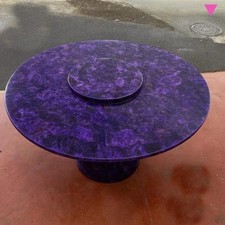 Elegant and Heirloom Round Amethyst Gemstone Dining Table Top Decor picture