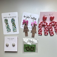 Never worn-set  of 5 earrings, Kate spade, Lily Pulitzer, be like  Missy, 2 more picture