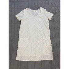 Porridge Anthropologie Marcelle White Chevron Cotton Shift Dress Size S picture