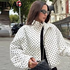 HXAO Polka Dot Bomber Jacket Women's Jackets Demi-Season Oversized Long Sleeve T picture