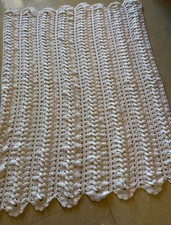 Handmade White Crochet Throw Blanket Afghan 52x72 picture