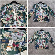 Tommy Bahama Hightide Flora La Blouse Womens Floral Bonsai Green Sz Small NEW picture