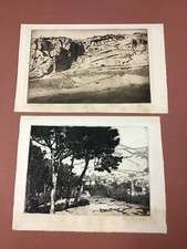 2 Etchings By California Artist Charles B.Keeler Italy & Spain Circa 1910 picture
