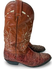 Vintage 90's Cuadra Franco West Cognac Real Crocodile Cowboy Western Boots 10 D picture