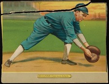 1910 T3 Turkey Red Cabinets #121 BILLY SULLIVAN Checklist Back TORN READ picture