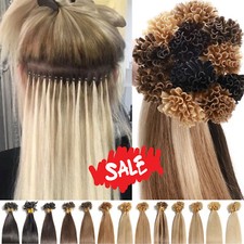 USA CLEARANCE Nail U Tip Human Hair Extensions Remy Pre Bonded Keratin Blonde 1G picture