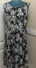 Perceptions Black And White Floral Fit And Flare Fully Lined Midi Dress Size L picture