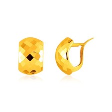 14k Yellow Gold Geometric Texture Earrings picture