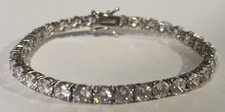 Jtv Round Sterling Silver Brilliant Moissanite 3-4mm NWOT 8” Tennis Bracelet picture