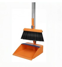 2-in-1 broom and dustpan set, with dustpan teeth (orange) picture
