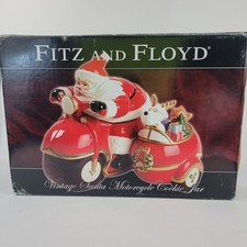 Fitz and Floyd Santa Claus Motorcycle Sidecar Cookie Jar 2005 Limited 2nd Ed picture