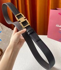 Ferragamo Black /Brown Reversible belt 120cm +Gold Geometric buckle picture