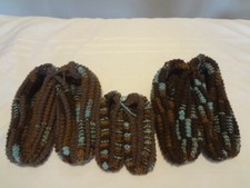 3--Karen's Handmade Knitted Slippers Adult & Child 11-12 & Child 3 1/2 Year old picture