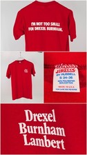 Vintage 1980s Drexel Burnham Lambert Wall Street Finance Promo Shirt Red USA S picture