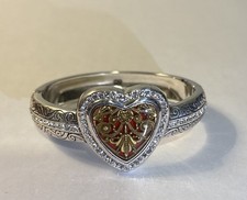Brighton Retired Heart Song Devotion bracelet Red Gold Silver Crystals. #1141 picture