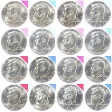 1980-1981 1984-1989 P D Kennedy Half Dollar BU Mint Cello Run Set 16 US Coins picture