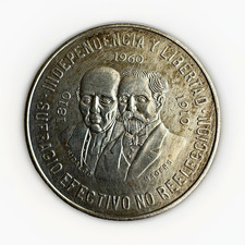 1960 Mexico 10 Pesos Silver Coin Ley 0.900 Hidalgo & Madero Commem KM#473 picture