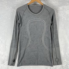 Lululemon Shirt Womens 6 Gray Swiftly Tech Long Sleeve Seamless Thumbholes Yoga picture