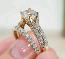 2.50 Ct Round Cut  Lab Created  Diamond Wedding Ring 14K Yellow Gold picture
