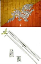 3x5 Bhutan Flag White Pole Kit Set 3'x5' picture