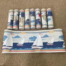 VTG Borden Nautical Sailboat Regatta Wallpaper Border Trim 9 Rolls 15'x7