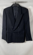 Vintage Yves Saint Laurent Men's Black Double Breasted Blazer Made in France 38 picture