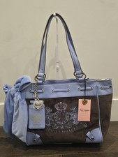 New Juicy Couture New Love Chapter Chocolate Brown Blue Daydreamer Tote Bag picture