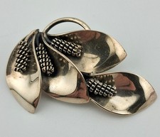 Vintage A&K AARRE & KROGH Denmark Sterling Silver Calla Lily Brooch 8.48g picture