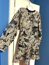 NWT Anthropologie Abstract Zebra Print Ruffle Flounce Hem Sweater Knit Dress L picture