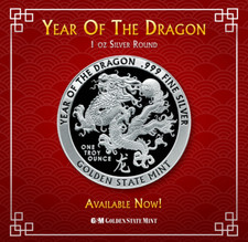GSM - Year of the DRAGON 1 oz .999 FINE SILVER SILVER BU ROUND - IN STOCK picture