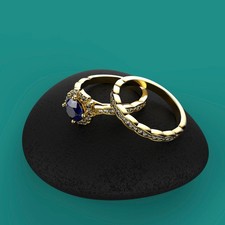 2.31 Ct Round Cut Natural Sapphire Diamond Wedding Ring 14K Yellow Gold Size 8 picture