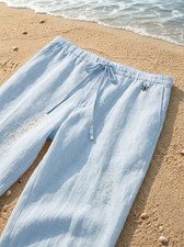 Essenza di Lino Pants 100% Italian Linen Yucatan Mexico Handcrafted Luxury picture