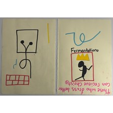 Original Basquiat Style Neo-Expressionist Art Set of 2 Crown Figure Paper picture