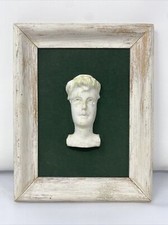 Vintage Handcrafted 3D Plaster / Chalkware Face  Sculpture Wall Art Framed RARE picture