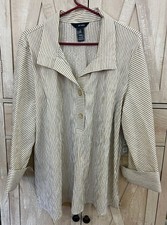 Ali Miles Tunic Top Womens' XL ~ Beige &  White Striped Tunic ~ New with tags picture